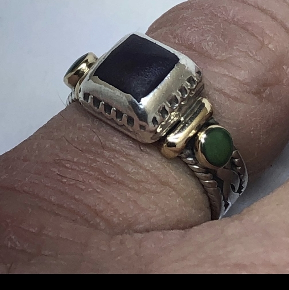 Vintage Reve Sterling Silver 14k Yellow Gold Ring 7 - Picture 4 of 8